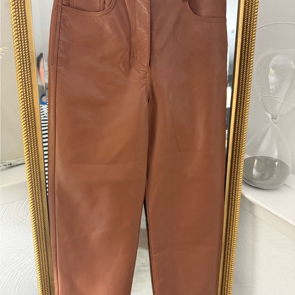 Wilfred Tan Faux Leather Straight Leg Jeans